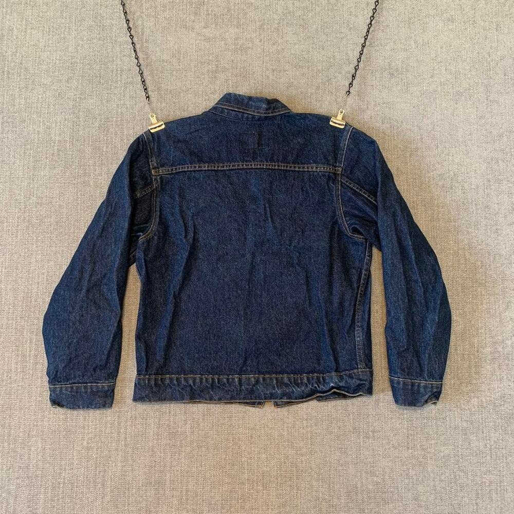 Vintage 90s Plain Pockets dark blue denim jacket - Picture 3 of 7
